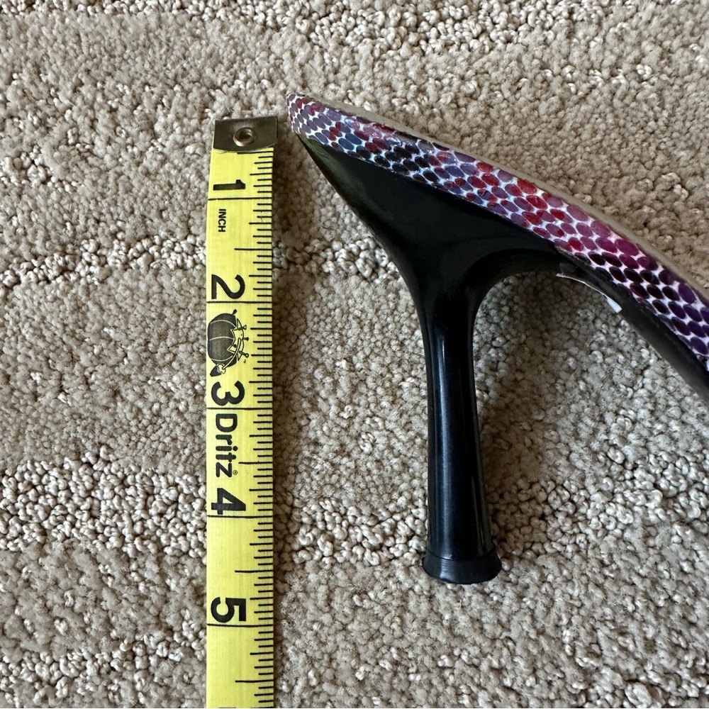 Bebe Leather Snake Print T Strap Slip On High Heel Sandal Y2K Purple Pink Sz 8.5 - Picture 14 of 16